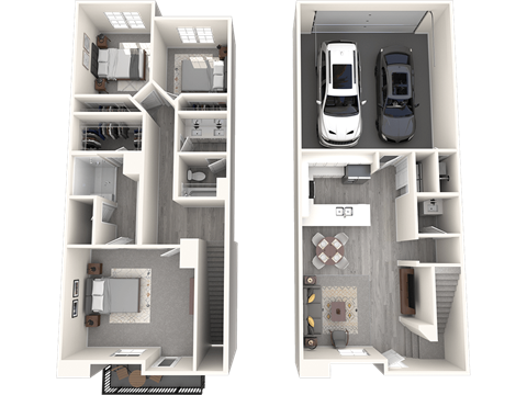 Floor plan for 3 beds, 2.5 baths, 1541 sqft